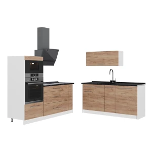 Kuchnia Fame-Line Dąb goldkraft 340 cm, BP Antracyt Vicco