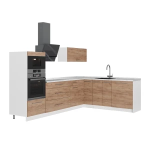 Eckküche Fame-Line Goldkraft Eiche 287 x 207 cm, AP Marmor Vicco
