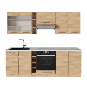 Küchenzeile Fame-Line Goldkraft Eiche 235 cm , AP Marmor Vicco