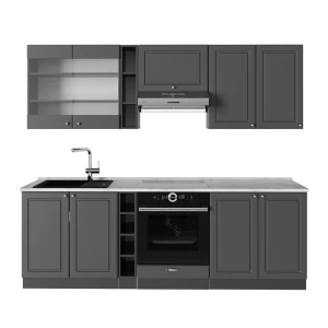 Küchenzeile Fame-Line Anthrazit-Gold Landhaus 235 cm , AP Marmor Vicco