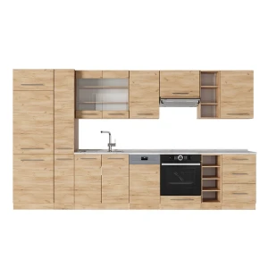 Küchenzeile Fame-Line Goldkraft Eiche 355 cm , AP Marmor Vicco