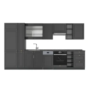 Küchenzeile Fame-Line Anthrazit-Gold Landhaus 355 cm , AP Anthrazit Vicco