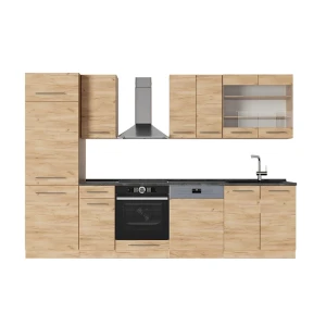 Küchenzeile Fame-Line Goldkraft Eiche 300 cm , AP Anthrazit Vicco