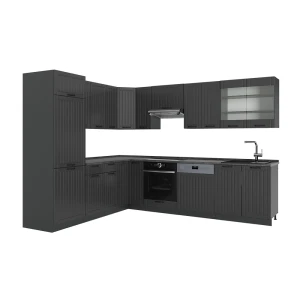Sarokkonyha Fame-Line Sötétszürke/Antracit 287 x 227 cm, MP Antracit Vicco