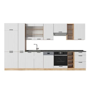 Küchenzeile Fame-Line Weiß Landhaus 355 cm , AP Anthrazit Vicco