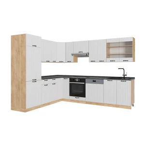 Cozinha de canto Fame-Line Casa de campo branca/Carvalho dourado 287 x 227 cm sem bancada Vicco