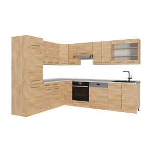 Cucina angolare completa Fame-Line Rovere dorato/Rovere dorato 287 x 227 cm, PL Marmo Vicco