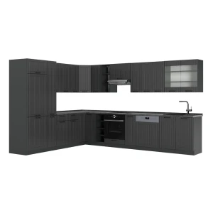 Eckküche Fame-Line Dunkelgrau/Anthrazit 347 x 257 cm ohne Arbeitsplatte Vicco