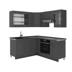 Sarokkonyha Fame-Line Anthrazit-arany Landhaus/Antracit 190 x 160 cm, MP Antracit Vicco