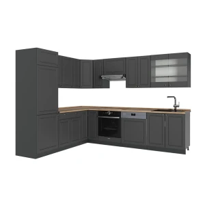Cucina angolare completa Fame-Line Oro-antracite rustico/Antracite 287 x 227 cm, PL Rovere Vicco