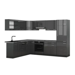 Eckküche R-Line Anthrazit Hochglanz/Anthrazit 287 x 227 cm, AP Anthrazit Vicco