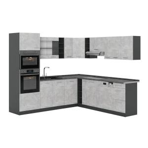Eckküche R-Line Beton/Anthrazit 247 x 237 cm, AP Anthrazit Vicco