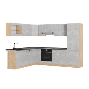 Eckküche R-Line Beton/Goldkraft Eiche 287 x 227 cm, AP Anthrazit Vicco