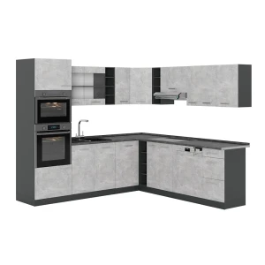 Cozinha de canto R-Line betão/antracite 247 x 237 cm sem bancada Vicco