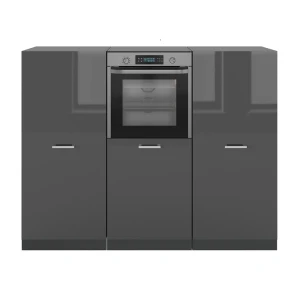 Küchenblock R-Line Anthrazit Hochglanz/Anthrazit 180 cm ohne Arbeitsplatte Vicco