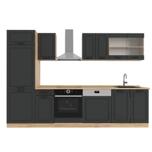 Kitchenette R-Line Casa de campo antracite/Carvalho dourado 300 cm , AP Carvalho Vicco