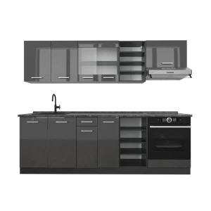 Kitchenette R-Line Antracite alto brilho/Antracite 240 cm , AP Antracite Vicco