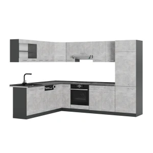 Cozinha de canto R-Line betão/antracite 287 x 227 cm, AP Antracite Vicco