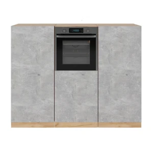 Küchenblock R-Line Beton/Goldkraft Eiche 180 cm ohne Arbeitsplatte Vicco
