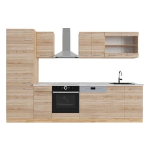 Kitchenette R-Line Carvalho Sonoma/Goldkraft 300 cm , Mármore AP Vicco