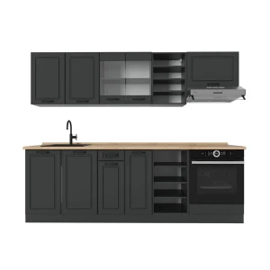 Küchenzeile R-Line Anthrazit Landhaus/Anthrazit 240 cm ohne Arbeitsplatte Vicco