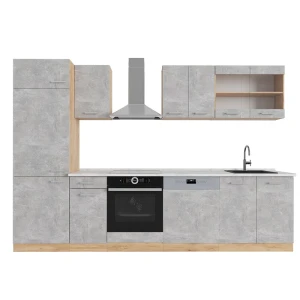 Aneks kuchenny R-Line Beton/złoty dąb 300 cm , BP Marmur Vicco