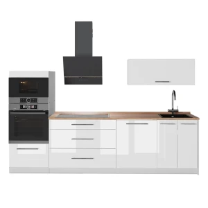 Cucina componibile Fame-Line Bianco lucido/Bianco 280 cm, PL Rovere Vicco
