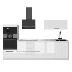 Cucina componibile Fame-Line Bianco lucido/Bianco 280 cm senza piano di lavoro Vicco
