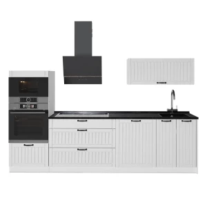 Cucina componibile Fame-Line Bianco rustico/Bianco 280 cm, PL Antracite Vicco