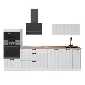 Cucina componibile Fame-Line Bianco rustico/Bianco 280 cm, PL Rovere Vicco