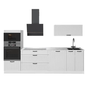 Cucina componibile Fame-Line Bianco rustico/Bianco 280 cm senza piano di lavoro Vicco