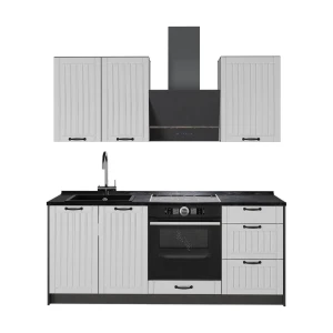 Singleküche Fame-Line Weiß Landhaus/Anthrazit 190 cm, AP Anthrazit Vicco