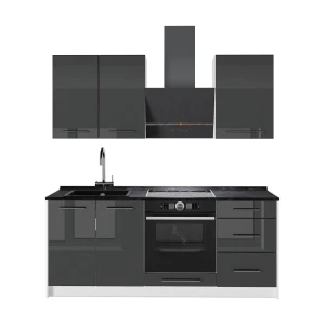 Cuisine Fame-Line Anthracite Haute brillance/Blanc 190cm, PT Anthracite Vicco