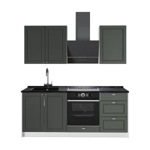 Singleküche Fame-Line Grün-Gold Landhaus/Weiß 190 cm ohne Arbeitsplatte Vicco