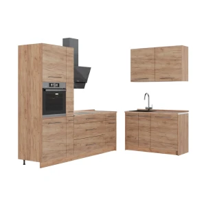 Küchenzeile Fame-Line Goldkraft Eiche/Goldkraft Eiche 220 x 120 cm, AP Eiche Vicco