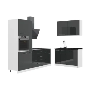 Kuchnia Fame-Line Antracyt połysk/Biały 220 x 120 cm, BP Antracyt Vicco