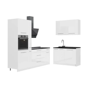Cuisine Fame-Line Blanc Haute brillance/Blanc 220 x 120 cm, PT Anthracite Vicco
