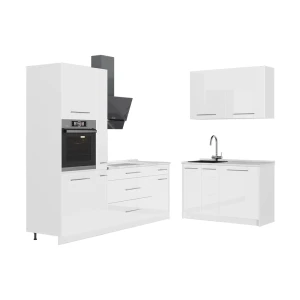 Cuisine Fame-Line Blanc Haute brillance/Blanc 220 x 120 cm sans PT Vicco