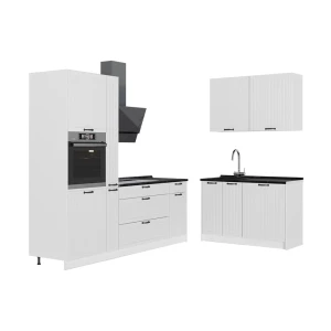 Cuisine Fame-Line Blanc campagne/Blanc 220 x 120 cm, PT Anthracite Vicco