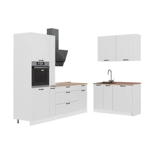 Cuisine Fame-Line Blanc campagne/Blanc 220 x 120 cm, PT Chêne Vicco