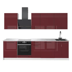 Keittonurkkaus Fame-Line Bordeaux korkeakiilto/Valkoinen 280 cm, AP Marble Vicco