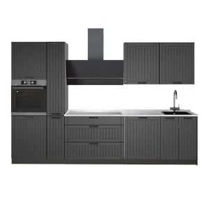 Cuisine Fame-Line Gris foncé/Anthracite 310cm, PT Marbre Vicco