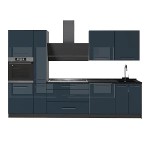 Cuisine Fame-Line Bleu foncé brillant/Anthracite 310cm, PT Anthracite Vicco