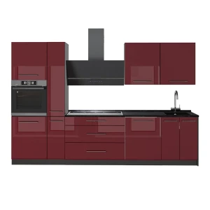 Cuisine Fame-Line Rouge bordeaux Haute brillance/Anthracite 310cm, PT Anthracite Vicco