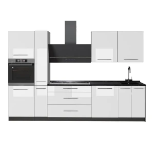 Cuisine Fame-Line Blanc Haute brillance/Anthracite 310cm sans PT Vicco