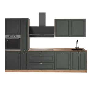 Cuisine Fame-Line Vert Or Campagne/Chêne de force doré 310cm, PT Chêne Vicco