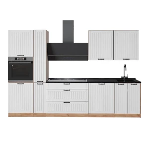 Cuisine Fame-Line Blanc campagne/Chêne de force doré 310cm, PT Anthracite Vicco