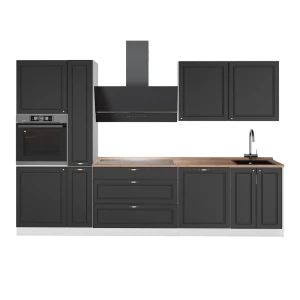 Cuisine Fame-Line Anthrazit-Gold Landhaus/Blanc 310cm, PT Chêne Vicco