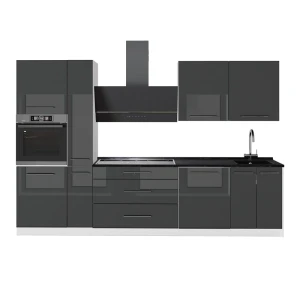 Cuisine Fame-Line Anthracite Haute brillance/Blanc 310cm, PT Anthracite Vicco