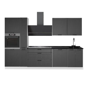 Cuisine Fame-Line Gris foncé/Blanc 310cm, PT Anthracite Vicco